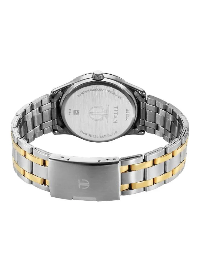 تيتان Men Analog Display Watch With Grey Gold Stainless Steel Strap - 1823BM02