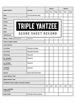 Triple Yahtzee Score Record: Triple Yahtzee Game Record Keeper Book, Triple Yahtzee Scoresheet, Trip