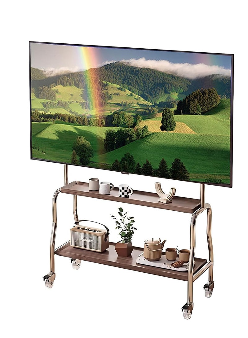 Cool Baby COOLBABY Mobile TV Stand for 43-75 Inch TVs Rolling TV Cart with Double Shelf and Silent Wheels Universal TV Floor Stand - Image 1