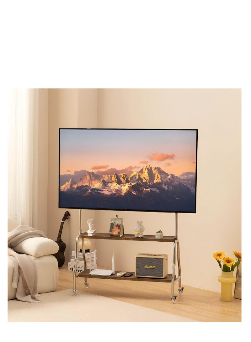 Cool Baby COOLBABY Mobile TV Stand for 43-75 Inch TVs Rolling TV Cart with Double Shelf and Silent Wheels Universal TV Floor Stand - Image 2