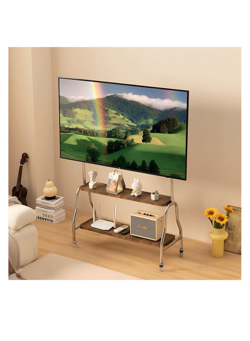 Cool Baby COOLBABY Mobile TV Stand for 43-75 Inch TVs Rolling TV Cart with Double Shelf and Silent Wheels Universal TV Floor Stand - Image 4