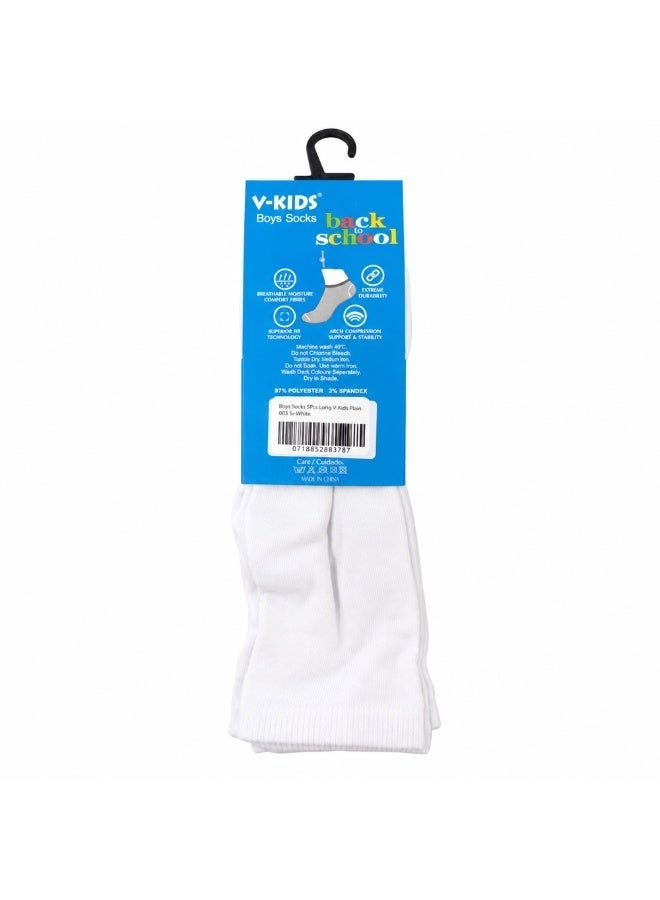 Boys Cotton School Uniform Socks, 5-Pair Pack, White - Image 3