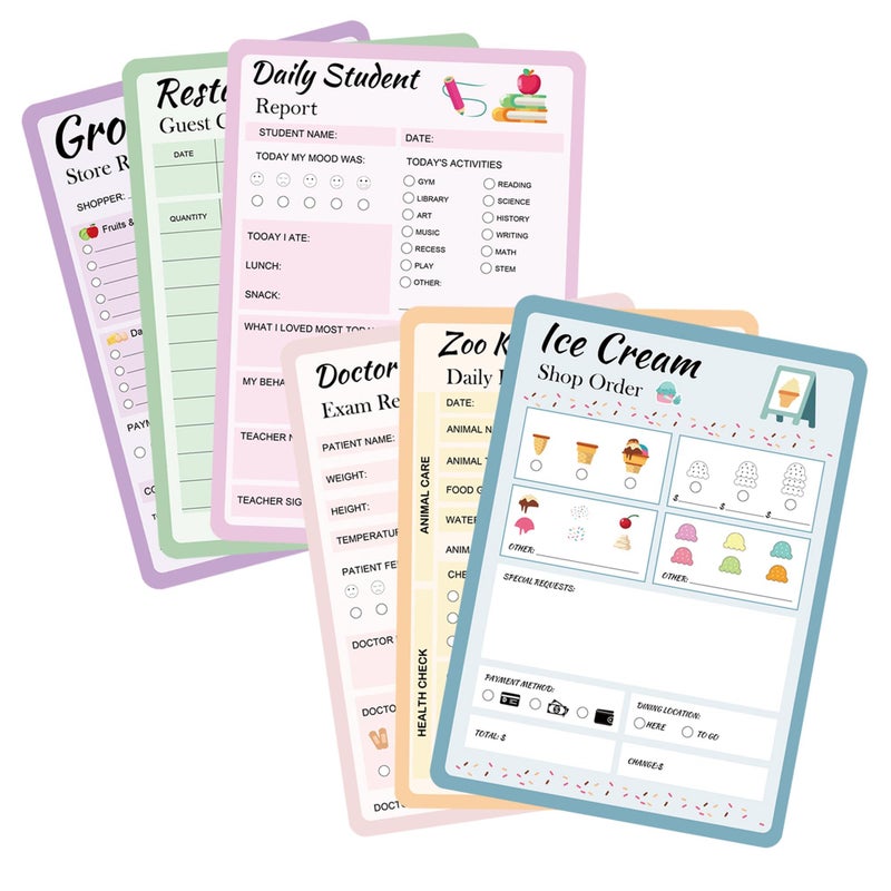 Well Tile 6 Pack Notepads, Doctorâ€™s Report Grocery List Restaurant Guest Checklist Notepads, Imaginative,40 Sheets/Pack - Image 1