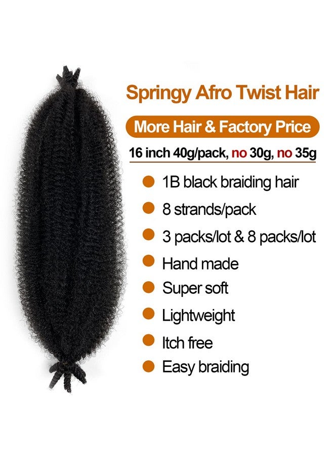 Chicmoi Marley Twist Braiding Hair 16 Inch Springy Afro 3 Packs Kinky For Pre Fluffed Spring Synthetic Curly Extensions Black Women (16 Inch (Pack Of 3) 1B) - Image 4
