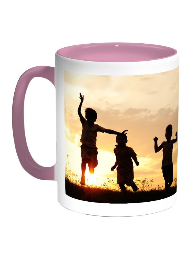 RYN Childhood Beauty Printed Coffee Mug Pink/Yellow/White 11ounce