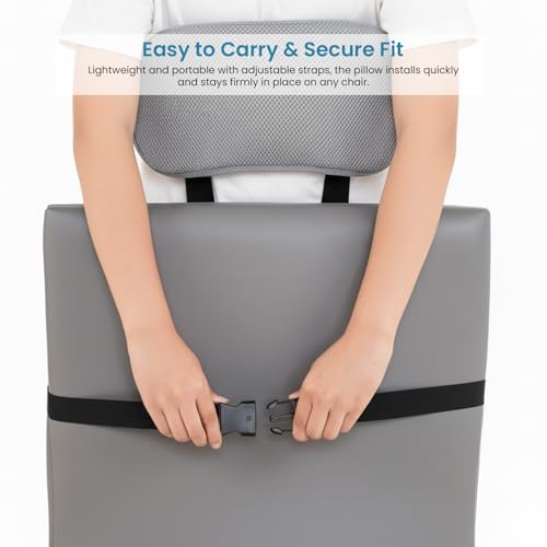 GREENSHEEP Car Seat Back Support Cushion with Adjustable Belt Memory Foam Lumber Support Universal Fit Backrest Pillow for Pain Relief Comfortable Driving and Office Chair (Pack of 1, Black) - Image 5