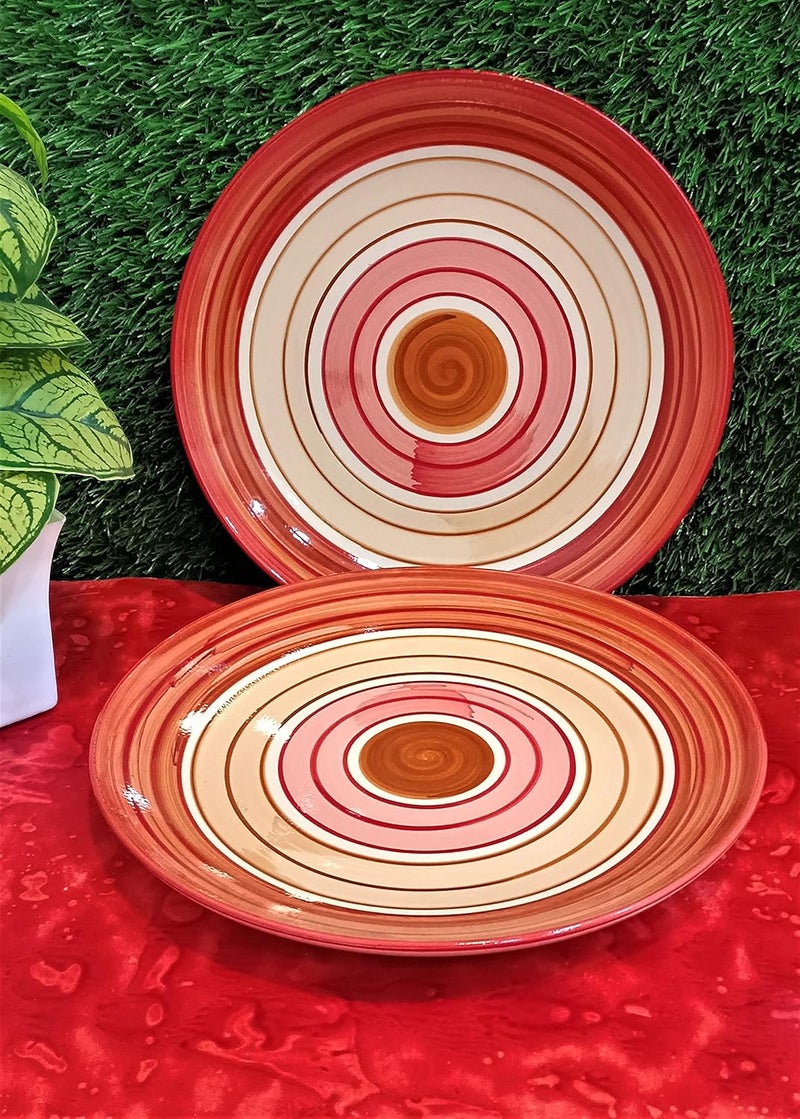 Caffeine Ceramic Handmade Orange Beige Combo Dinner Set (Set of 8) - Image 2