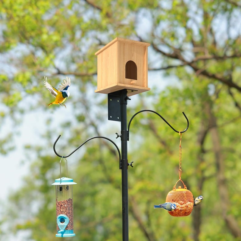 ERYTLLY Bird House Pole 80 Inch Bird Feeder Pole with Squirrel Baffle and 2 Hooks - Heavy Duty Bluebird Feeder Support Rod Stand Set for Outside, Yard, Garden - Image 2