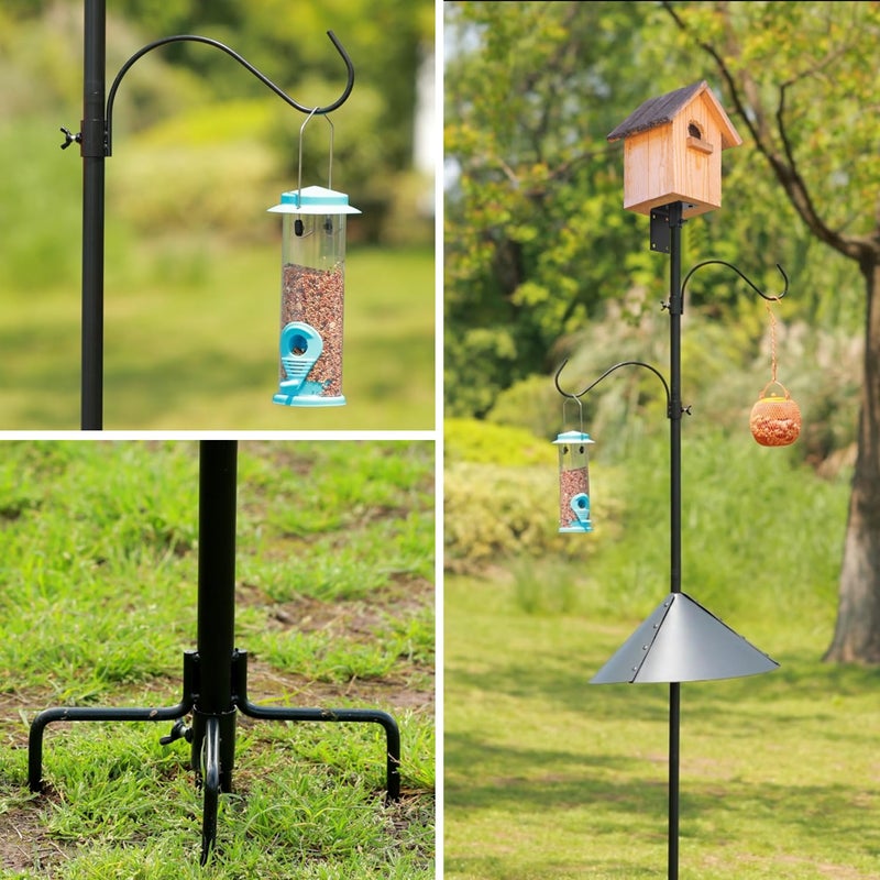 ERYTLLY Bird House Pole 80 Inch Bird Feeder Pole with Squirrel Baffle and 2 Hooks - Heavy Duty Bluebird Feeder Support Rod Stand Set for Outside, Yard, Garden - Image 5