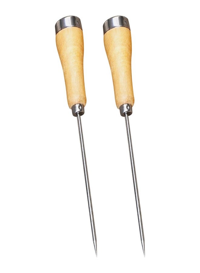GSHLLO 2 Pcs Wood Handle Ice Pick Stainless Steel Ice Crusher Camping Picnic Ice Picks Home Kitchen Ice Pick Carving Tools Restaurant Awl Tool for Bar - Image 1