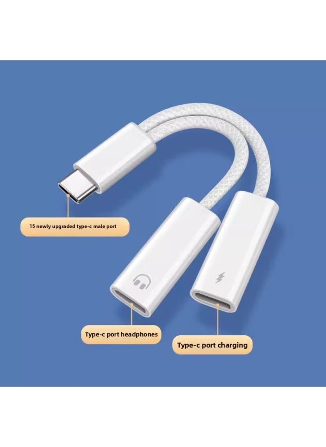 Generic - Lightning To Type C Lightning USB-C Converter 2-in -1 Adapter For Iphone15 Earphone Cable-Interface Form:3.5 Headset Type C Charging - Image 1