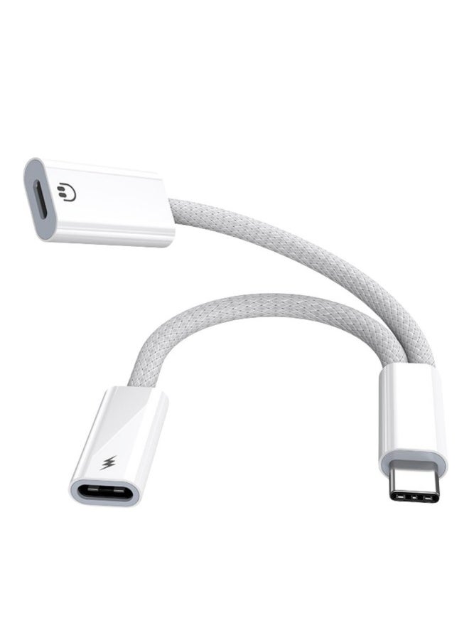 Generic - Lightning To Type C Lightning USB-C Converter 2-in -1 Adapter For Iphone15 Earphone Cable-Interface Form:3.5 Headset Type C Charging - Image 1
