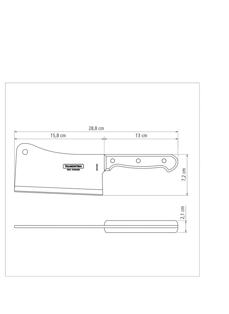 Generic - 6-Inch Cleaver with Wooden Handle – Silver Blade, Brown Grip – Heavy Duty for Kitchen Use (Model: 21140176) - Image 1