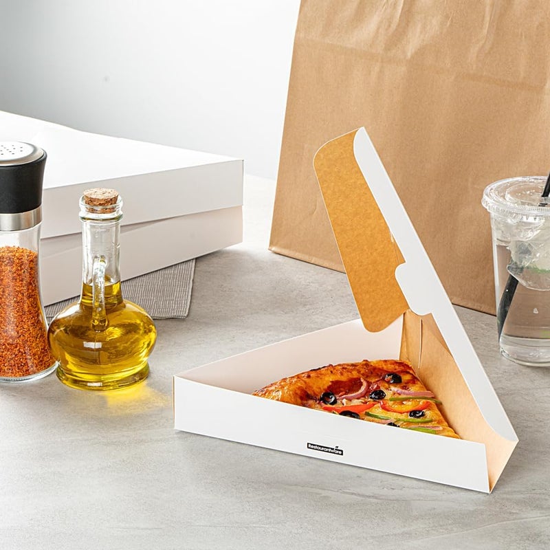 Restaurantware Eco Pie 93 x 103 x 18 Inch Pizza Slice Boxes 100 Clamshell Pizza Slice Containers  Greaseproof Tab Lock White Paper Individual Pizza Boxes For Restaurants Kiosks And Cafes - Image 4