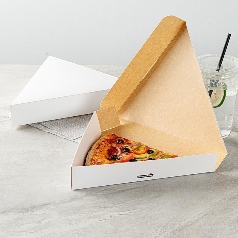 Restaurantware Eco Pie 93 x 103 x 18 Inch Pizza Slice Boxes 100 Clamshell Pizza Slice Containers  Greaseproof Tab Lock White Paper Individual Pizza Boxes For Restaurants Kiosks And Cafes - Image 3