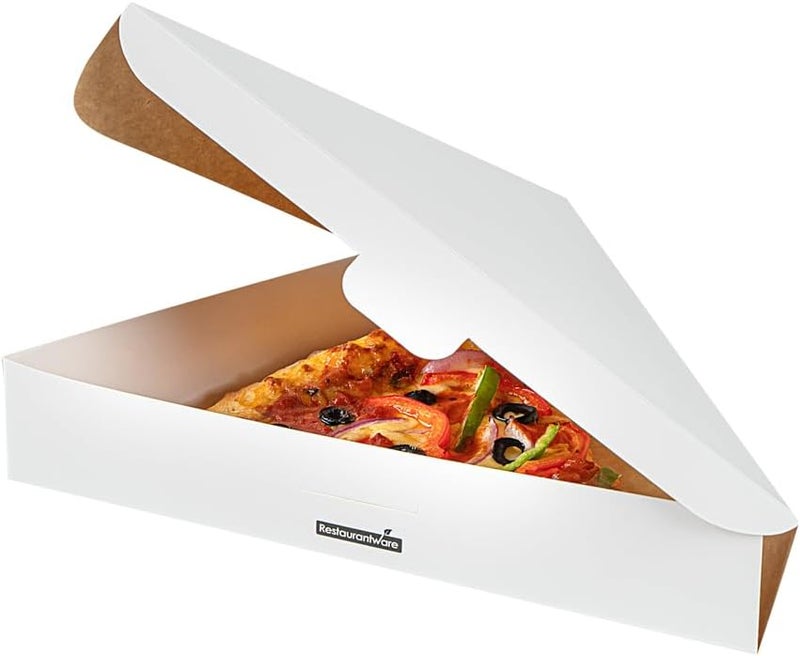 Restaurantware Eco Pie 93 x 103 x 18 Inch Pizza Slice Boxes 100 Clamshell Pizza Slice Containers  Greaseproof Tab Lock White Paper Individual Pizza Boxes For Restaurants Kiosks And Cafes - Image 2