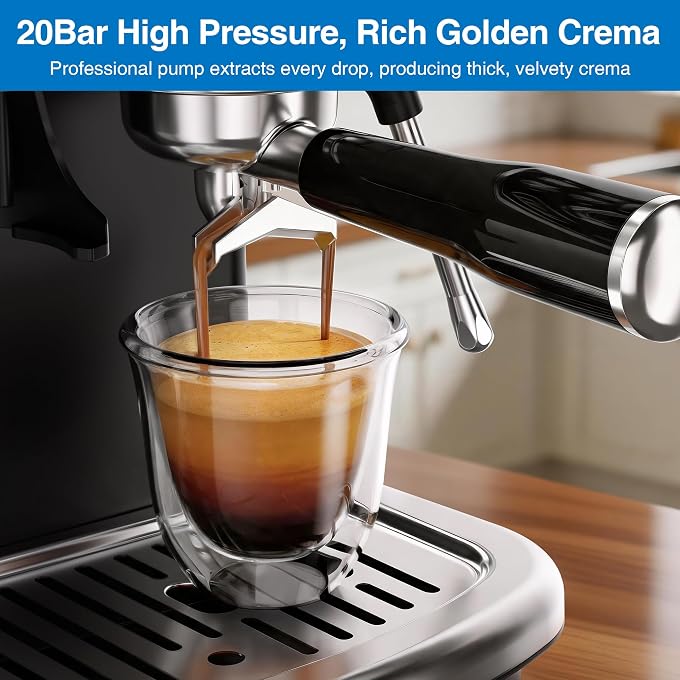 XIXUBX Espresso Machine with Grinder, PID & Programmable Settings, Black | 20-bar pump, cold coffee mode, 51mm portafilter, adjustable steam, 60 oz tank and milk pitcher for hot and iced drinks - Image 2
