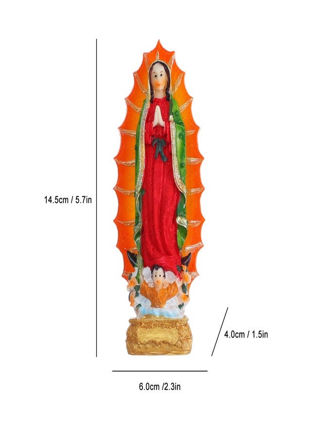 KOMI Virgen de Guadalupe Statue 5.5 Inch Resin Our Lady of Guadalupe Figurines Mexico Statues Coloured Blessed Virgin Mary Statue for Home Altar Decor Religious Catholic Gifts - Image 2