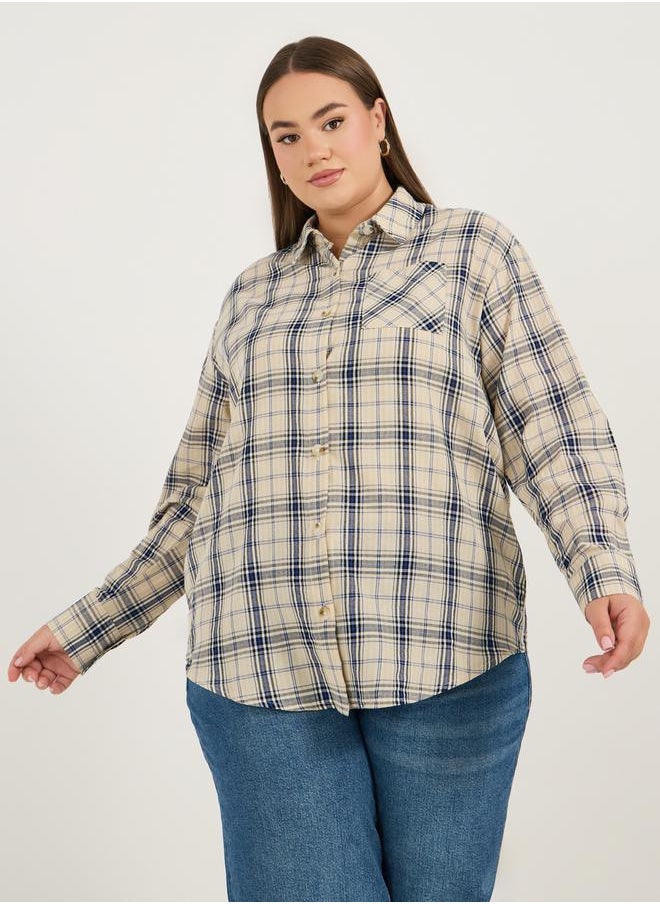 Styli Plus Size Checked Long Sleeve Shirt  - Image 1