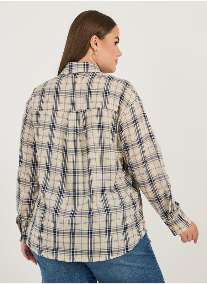 Styli Plus Size Checked Long Sleeve Shirt  - Image 4