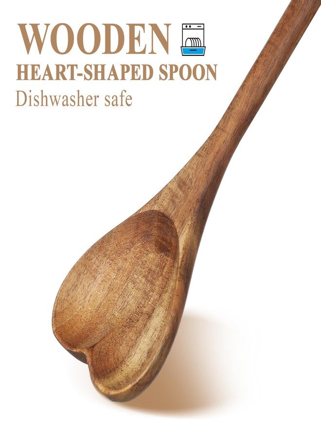 Healeved Heart Shaped Wooden Spoons for Cooking Mixing Honey Dessert Olive Wood Heart Spoon Full of Love Elegant Kitchen Supply 11.22 Inch - Image 3