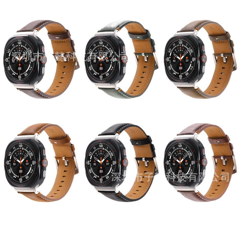 Adjustable Leather Classic Strap Smartwatch Band Compatible with Samsung Galaxy Watch 8 Classic with Fit Replacement Strap Black - Image 3