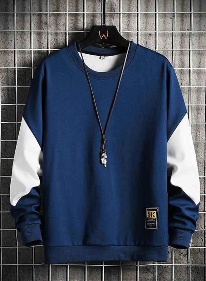 NIBEMINENT Men's Sweater Spring And Autumn Round Neck Casual Long Sleeve Bottomed Shirt Top - Image 2