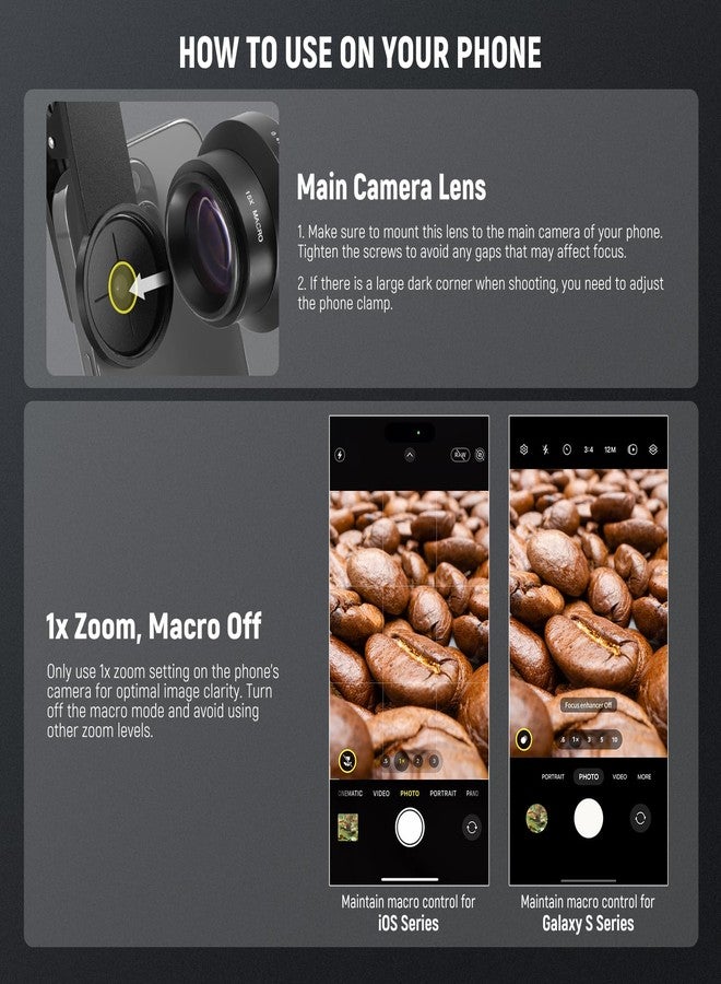 NEEWER Basics 2 in 1 Phone Camera Lens Accessories Kit, HD 0.45x Wide Angle + 15x Macro, 37mm Lens Clamp Compatible with iPhone Samsung Android Smartphone, LS-67 - Image 4