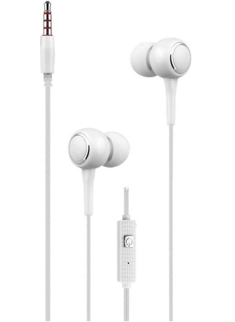 Kin K28 White Wired in-Earphone Stereophonic Sound With Mic, Built-in Microphone, Bass, 3.5mm Jack, Suitable For All Mobile Phones, Android & Mac Mobiles, Ear Phone, Music - Image 1