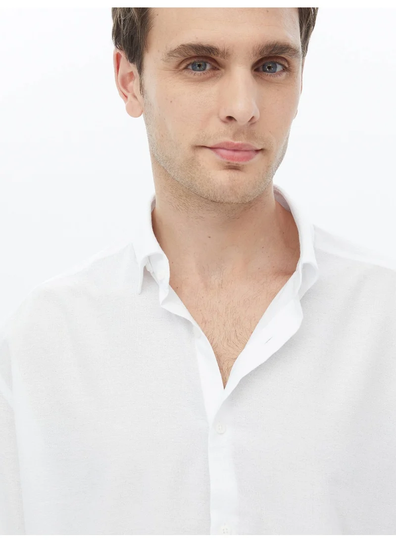 كيب White Regular Fit Woven Casual Shirt