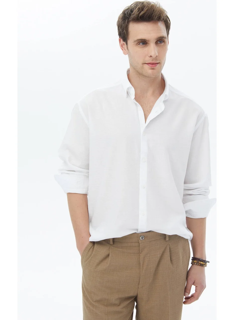 كيب White Regular Fit Woven Casual Shirt