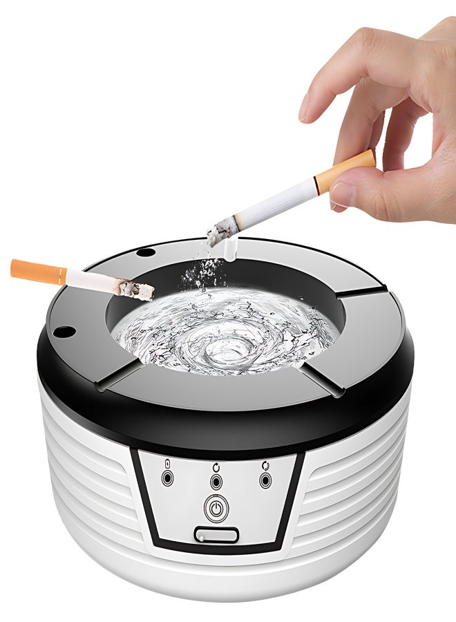 Electric Smokeless Ashtray with Sensor Steady and Interval Flushing Rechargeable Cool Ashtrays Tabletop Decor Windproof Odorless Indoor Glass Ash Tray with Detachable Washable Base and Filter - Image 1