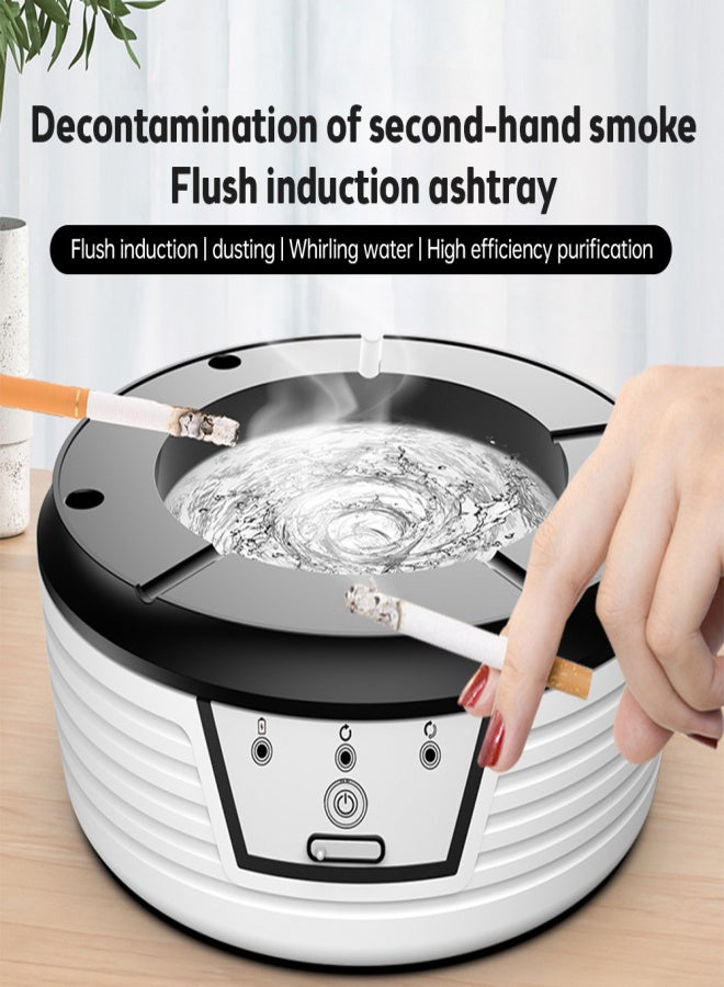 Electric Smokeless Ashtray with Sensor Steady and Interval Flushing Rechargeable Cool Ashtrays Tabletop Decor Windproof Odorless Indoor Glass Ash Tray with Detachable Washable Base and Filter - Image 3