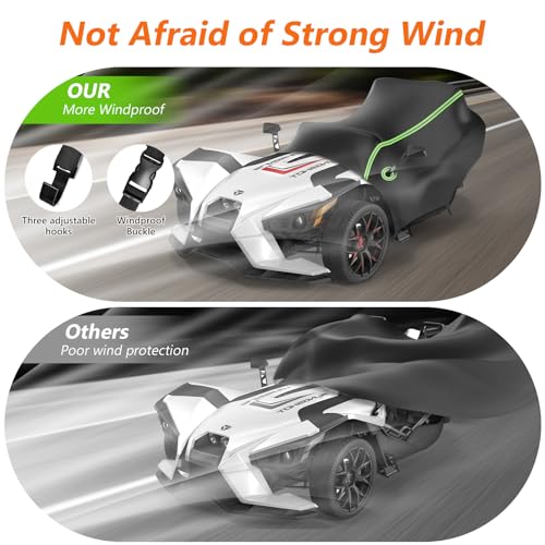BIGACOVER Half Cover for Polaris Slingshot, 420D Oxford Cloth Windshield Cover Waterproof Windproof All Weather Protection Covers for Slingshot S SL SLR R Signature LE Accessories - Image 4