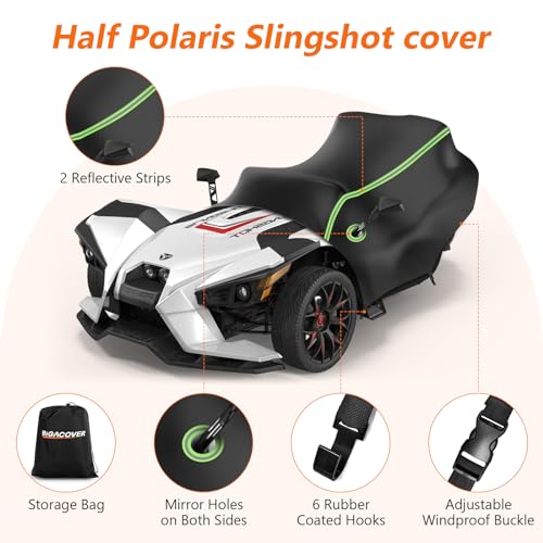 BIGACOVER Half Cover for Polaris Slingshot, 420D Oxford Cloth Windshield Cover Waterproof Windproof All Weather Protection Covers for Slingshot S SL SLR R Signature LE Accessories - Image 3