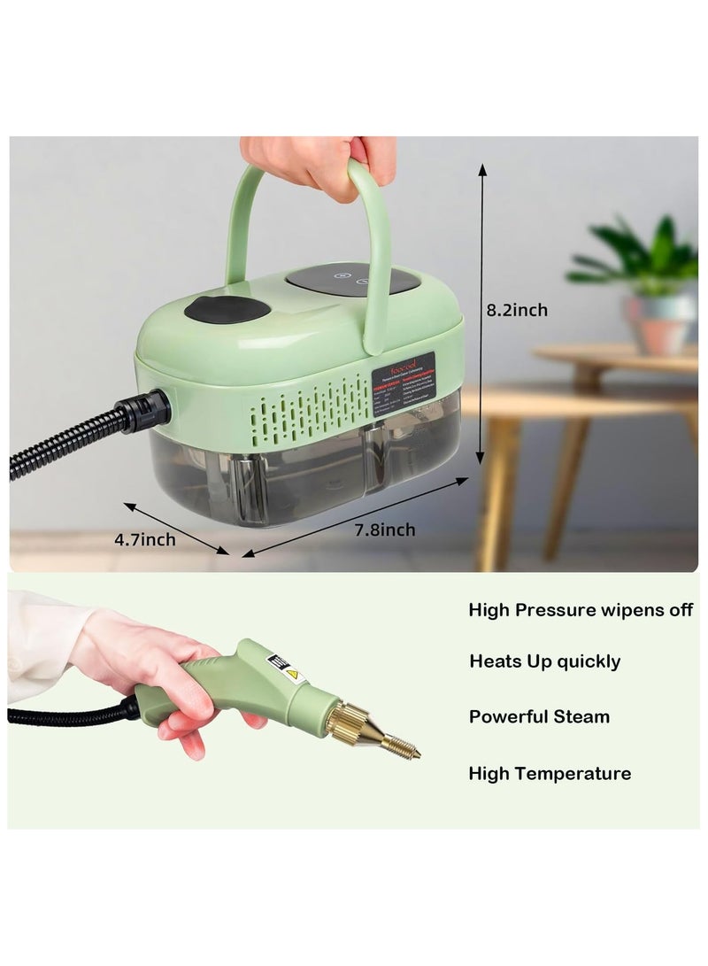 AROAQ 2500W High Pressure Steam Cleaner Household Handheld Steam Cleaner Machine Large Capacity Water Tank for Kitchen Automotive Furniture and Floor Cleaning with 3 Brushes(Green) - Image 4