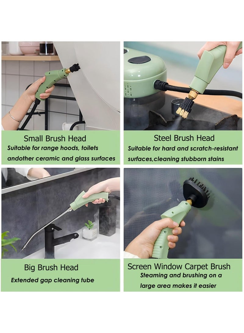 AROAQ 2500W High Pressure Steam Cleaner Household Handheld Steam Cleaner Machine Large Capacity Water Tank for Kitchen Automotive Furniture and Floor Cleaning with 3 Brushes(Green) - Image 5