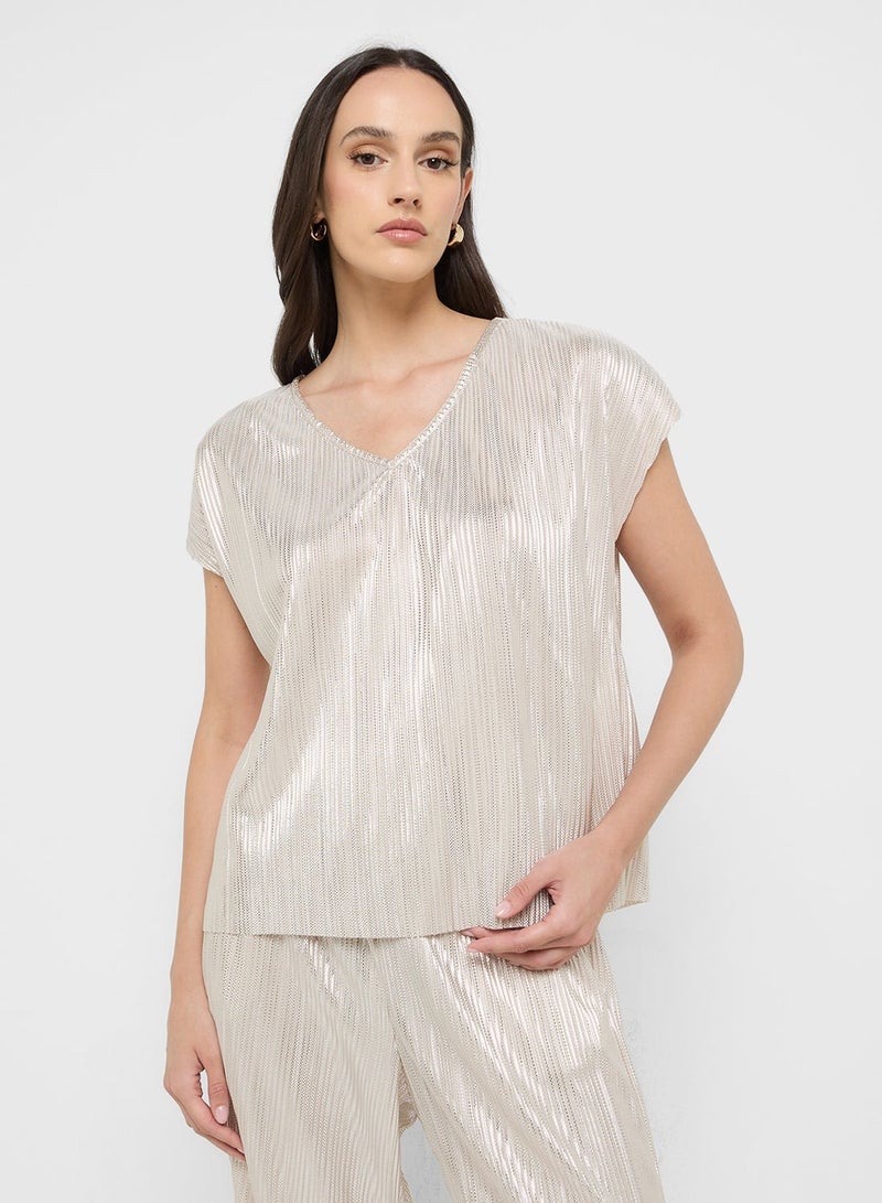 VERO MODA Plisse Detail Boxy Fit Top - Image 3