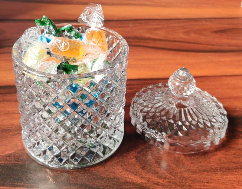 BLISSBORN Crystal Suger Candy Jar With Lid Serving Dry Fruit Bowl Candy Sweets Cookie Tin Biscuit Suger Jar Storage Container Decorative Candy Jar Mukhwas JarPack Of 2 - Image 2