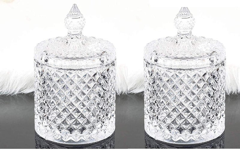 BLISSBORN Crystal Suger Candy Jar With Lid Serving Dry Fruit Bowl Candy Sweets Cookie Tin Biscuit Suger Jar Storage Container Decorative Candy Jar Mukhwas JarPack Of 2 - Image 5