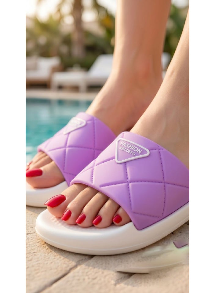 Women's slippers made of high-quality rubber, purple color - Image 2