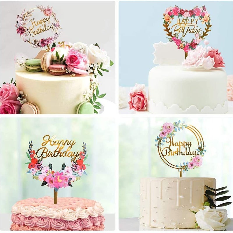 Flower Color Cake Card Happybirthday Birthday Party Dessert Decorations - Image 3
