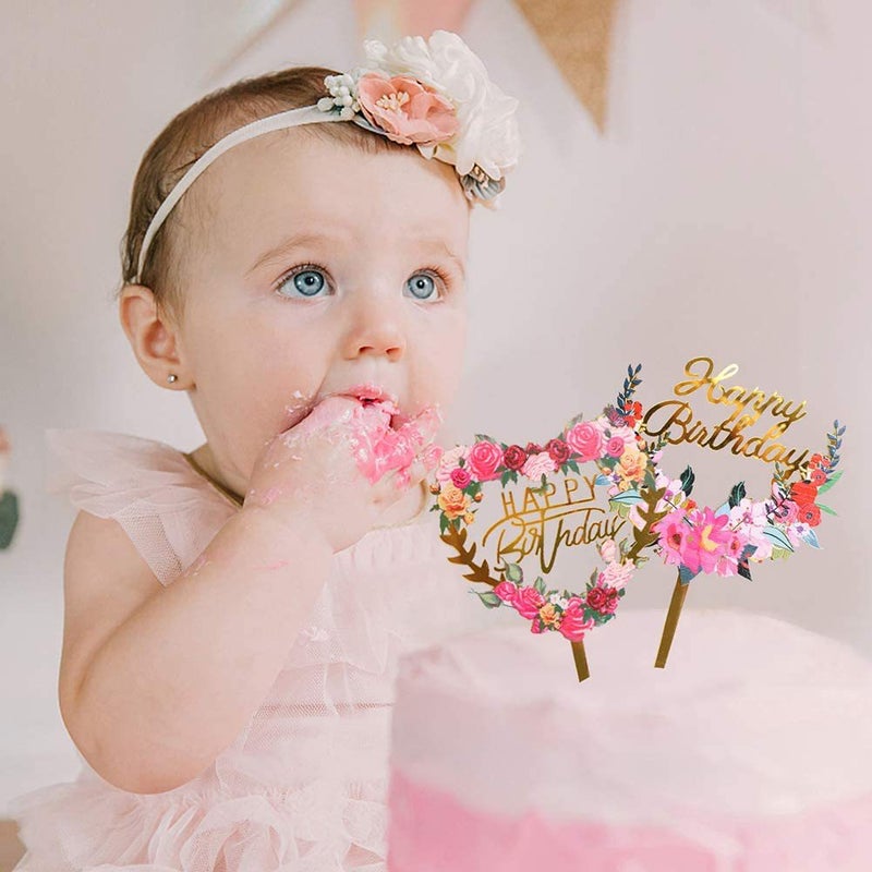 Flower Color Cake Card Happybirthday Birthday Party Dessert Decorations - Image 5