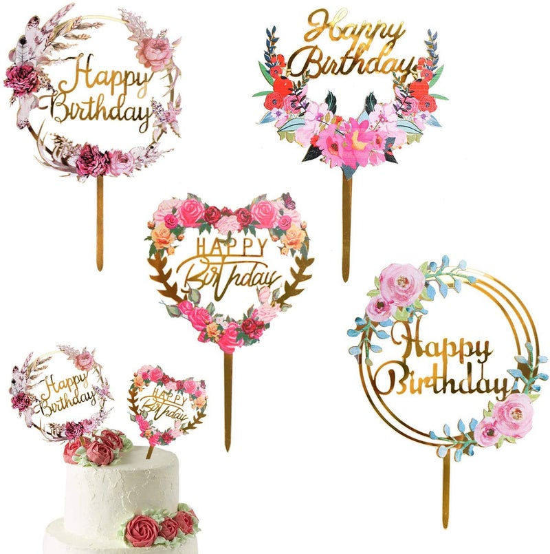 Flower Color Cake Card Happybirthday Birthday Party Dessert Decorations - Image 2
