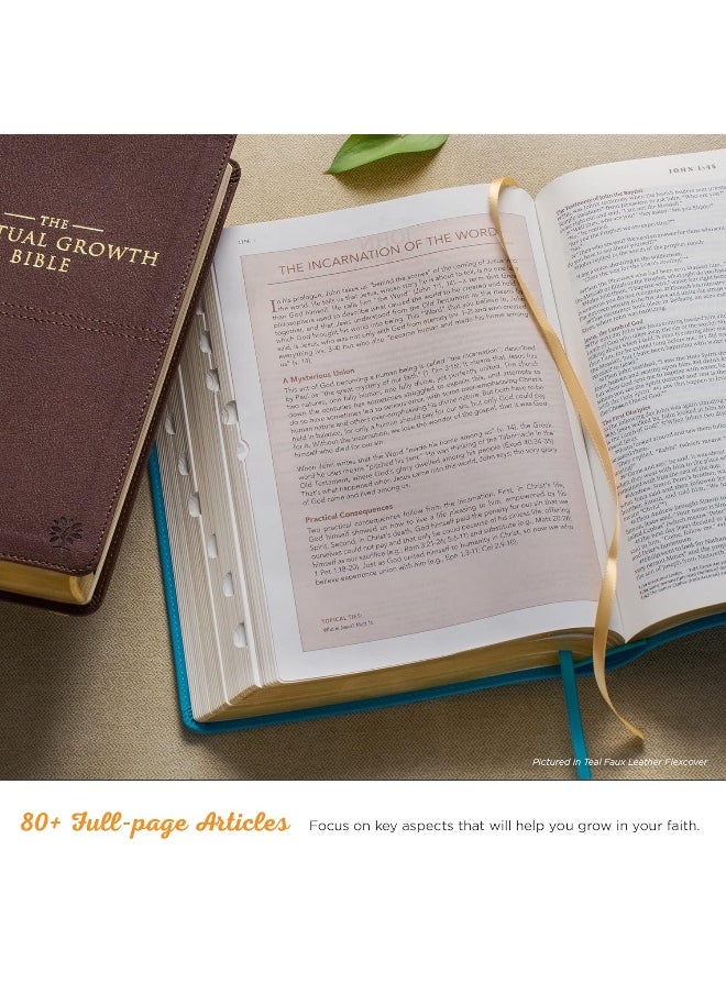 The Spiritual Growth Bible, Study Bible, NLT - New Living Translation Holy Bible, Faux Leather, White Printed Floral  - Image 4