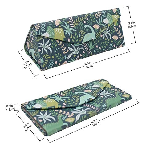 Real Sic Glasses Case for Men and Women - Magnetic Folding Hard Shell Sunglass Holder - Vegan Leather Eyeglass Protector, Variety of Styles Inspired by Adorable Animals - (Dinosaurs) - Image 2