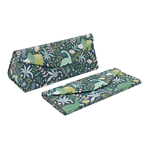 Real Sic Glasses Case for Men and Women - Magnetic Folding Hard Shell Sunglass Holder - Vegan Leather Eyeglass Protector, Variety of Styles Inspired by Adorable Animals - (Dinosaurs) - Image 1