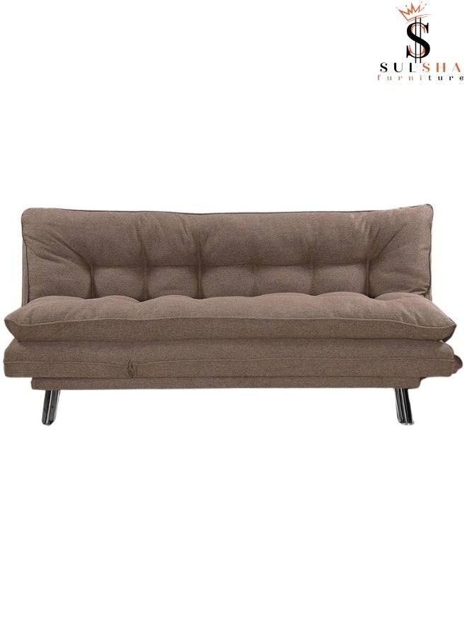 Sulsha sofa cum bed living room Fabric Sofa Bed Chrome Legs. Three Seat Sofa bed Modern Design Living Room Sofa Model S208 Brown - pzsku/Z11FAD13C9CCB363B3C2CZ/45/_/1707378159/ff962aaf-df24-45e0-872d-8376e29cdfd5