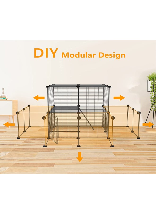 Generic Cat Cage With Cat Litter Box, Large 3 Tier Cat Kennels, Indoor Diy Cat Playpen For Small Animal 28 x 28 x 28 Cm  - Image 3