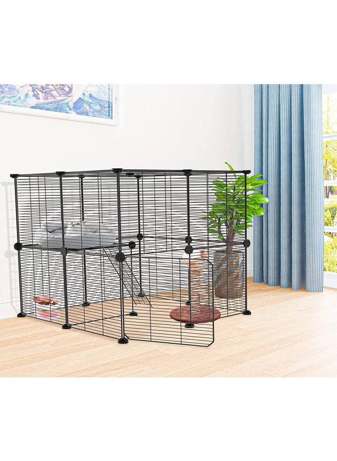 Generic Cat Cage With Cat Litter Box, Large 3 Tier Cat Kennels, Indoor Diy Cat Playpen For Small Animal 28 x 28 x 28 Cm  - Image 5